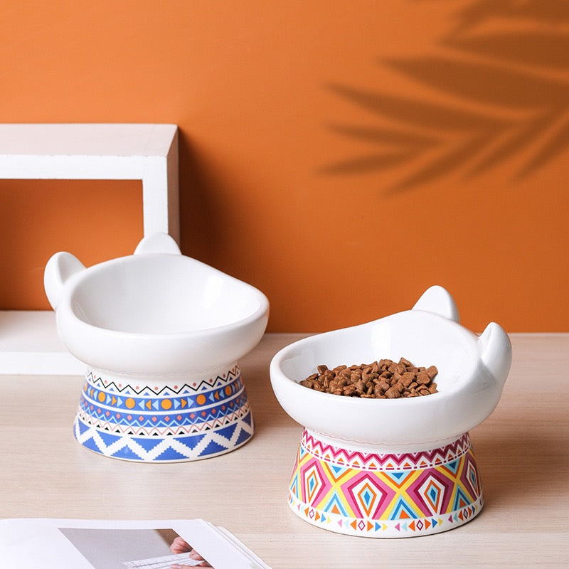 Pet Ceramic Raised Bowls for Cats & Dogs, Stress Free - lollimeow