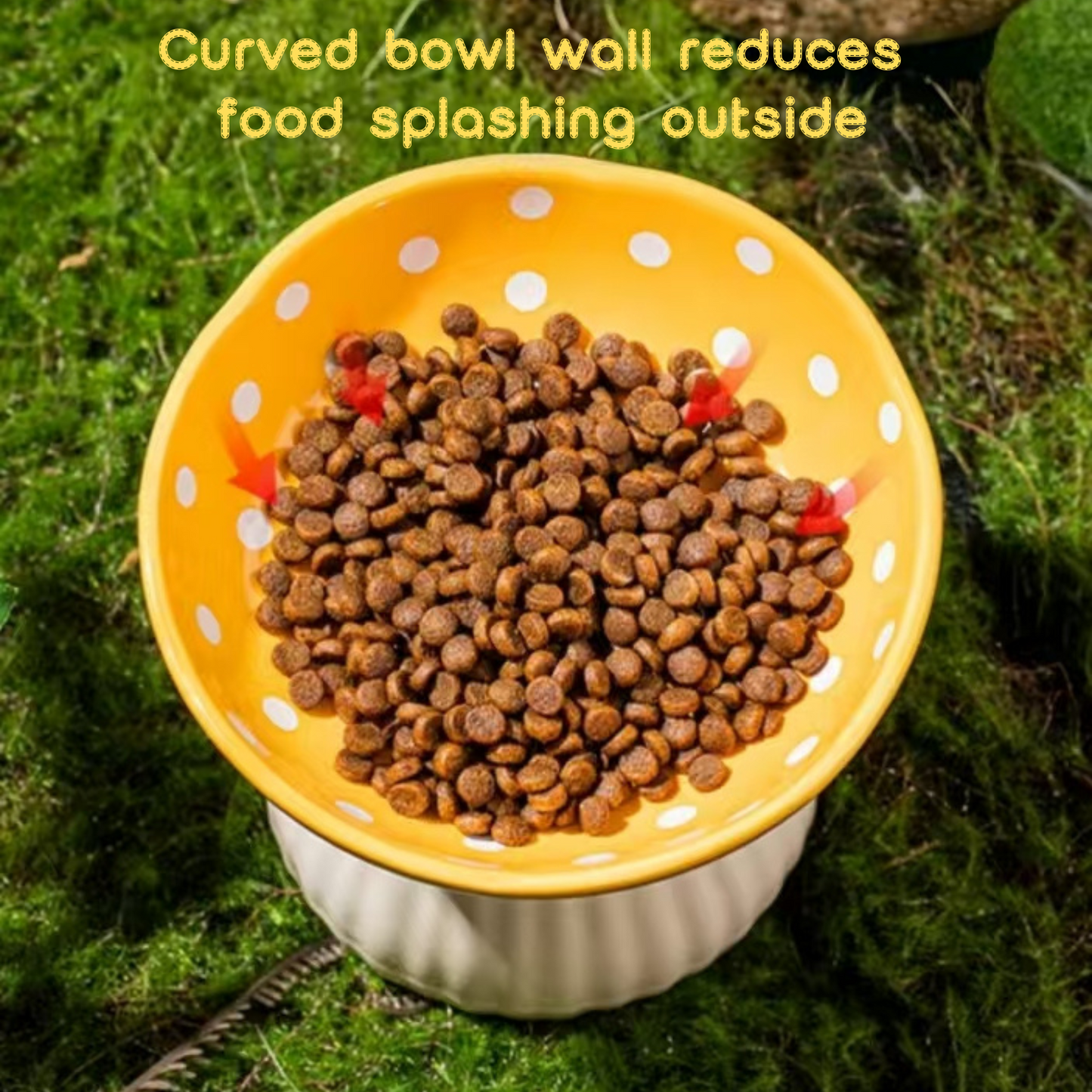 Pet Ceramic Raised Bowls for Cats & Dogs, Stress Free(Mushroom Style) - lollimeow