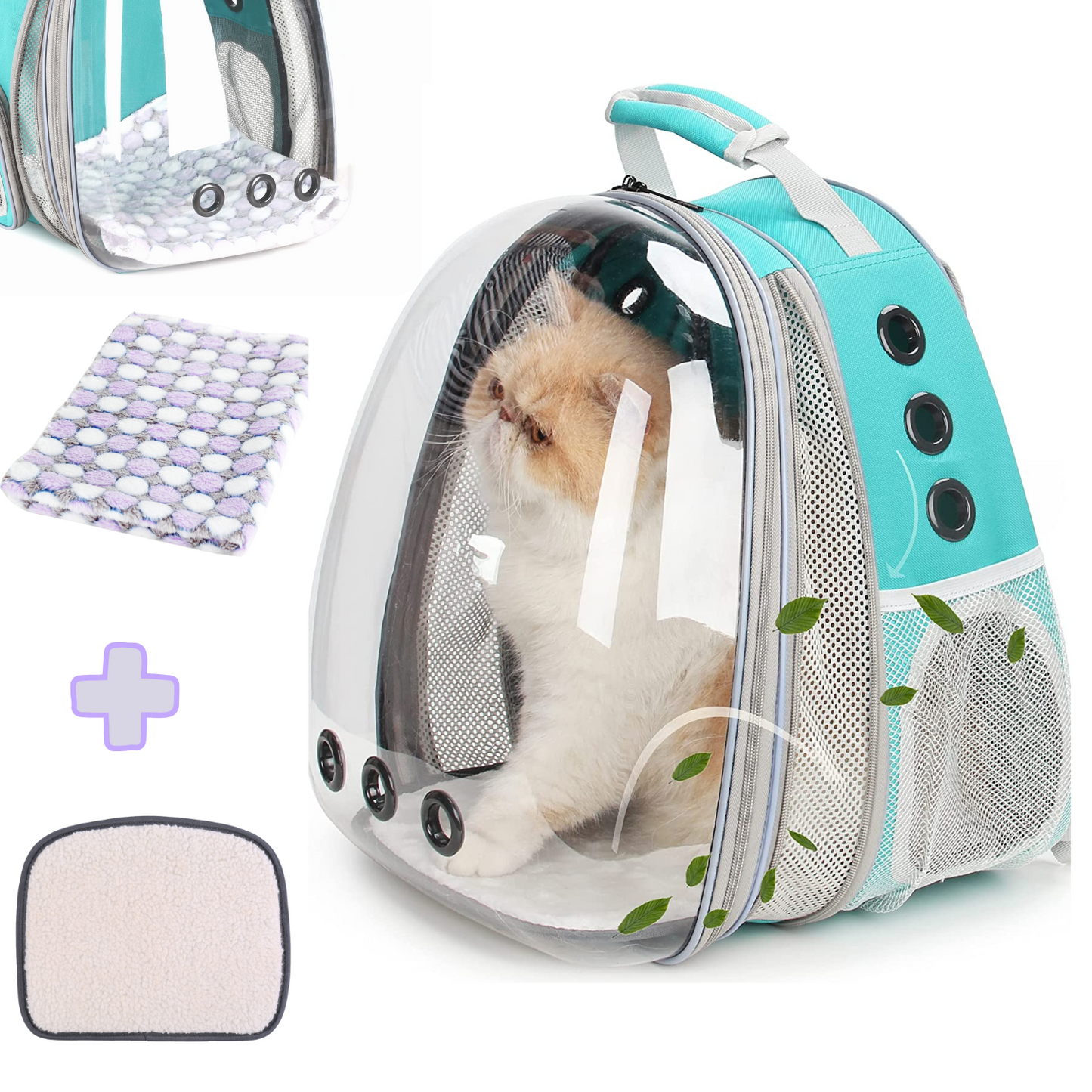 Cat Bubble Backpack with Clear Window, Expandable Pet Travel Carrier for Cats and Dogs (Front Expandable-Three Colors)