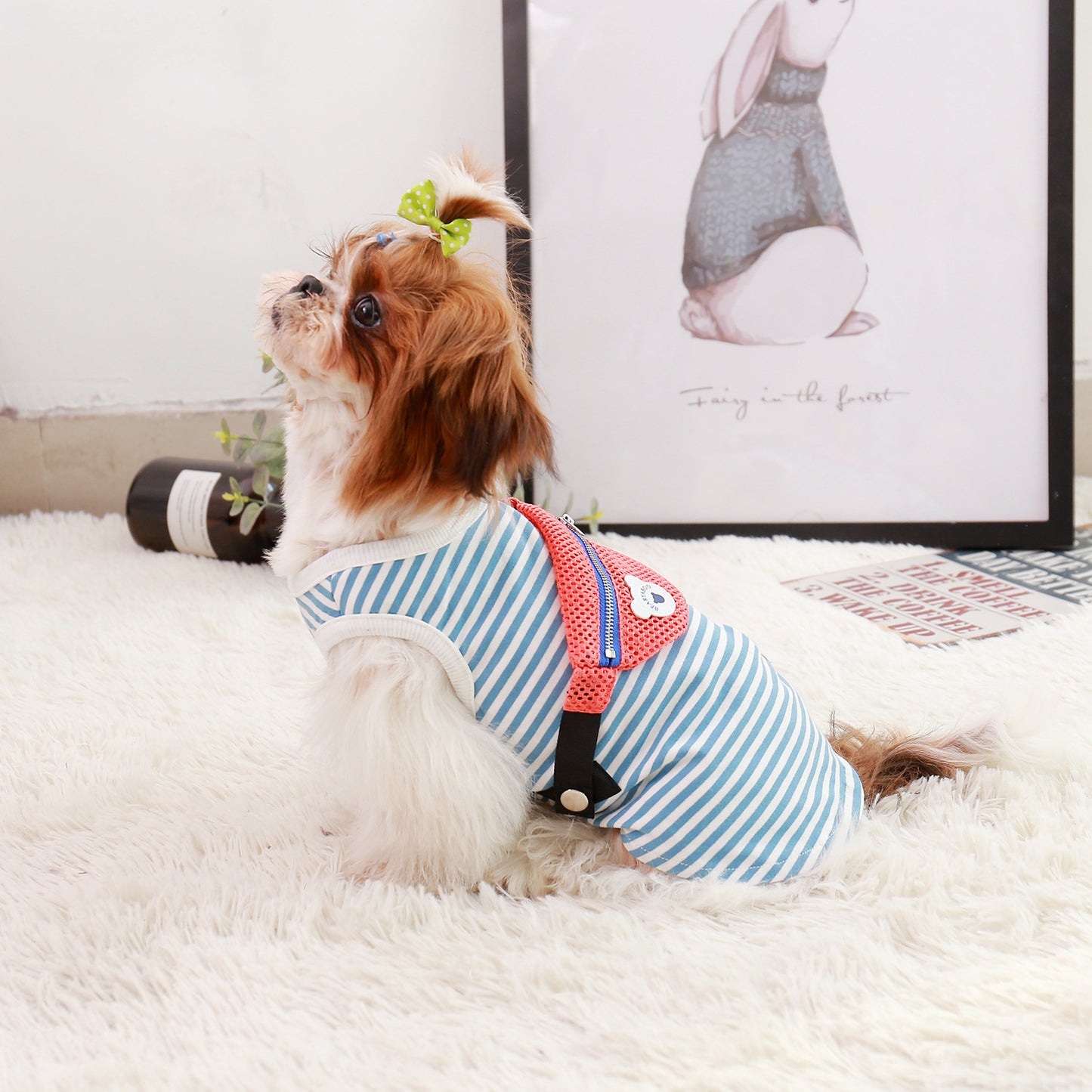 Pet Striped Vest Shirt with Cute Bag for Cats and Puppy - lollimeow