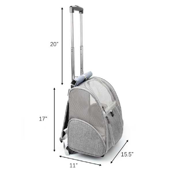 Pet Geometric Roller Carrier Backpack Trolley lollimeow