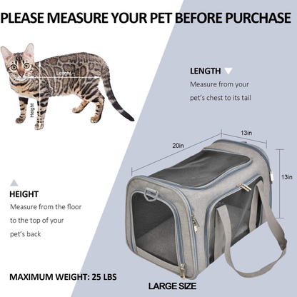 Pet Carrier for Small Medium Cats & Puppies up to 25 lbs, TSA Airline Approved Carrier Soft Sided