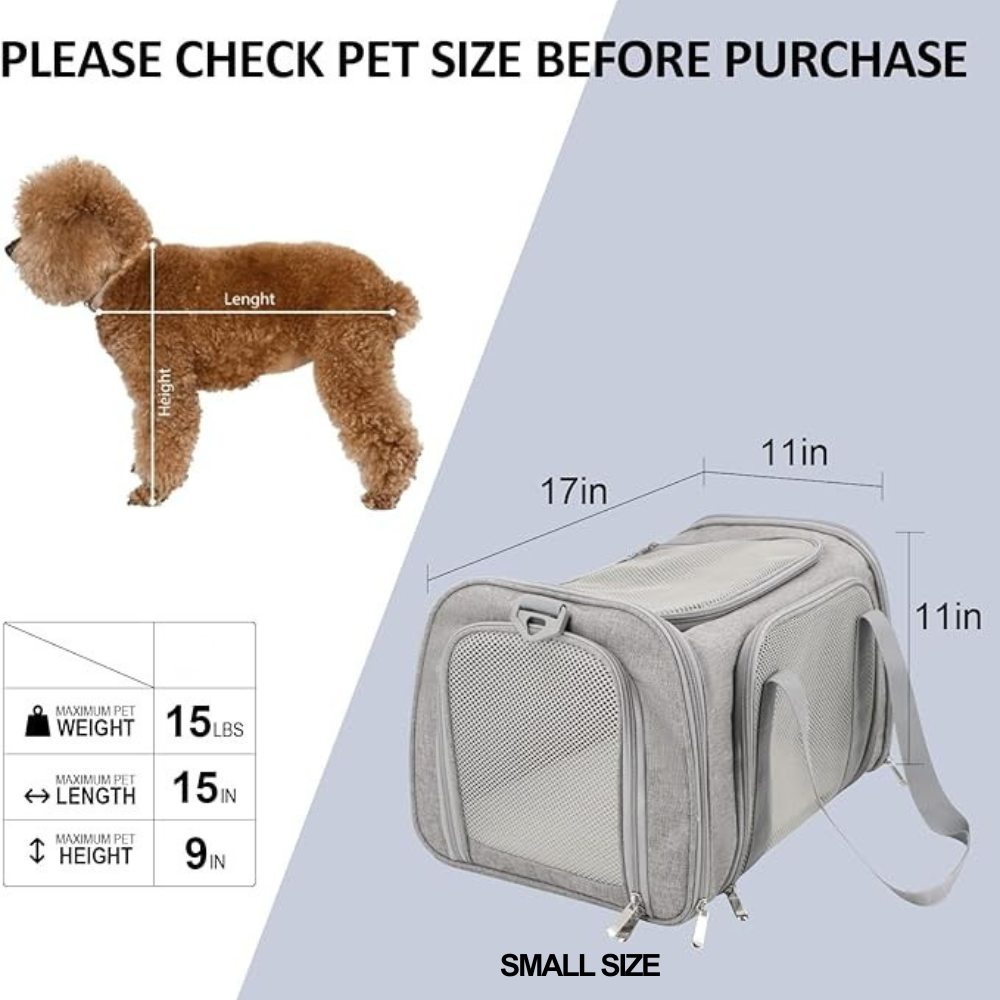 Pet Carrier for Small Medium Cats & Puppies up to 25 lbs, TSA Airline Approved Carrier Soft Sided