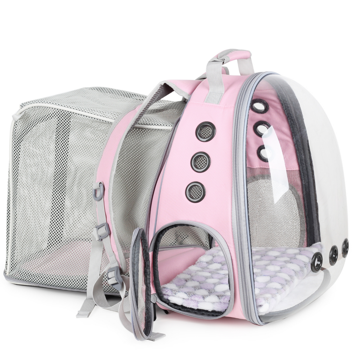 Cat Bubble Backpack with Clear Window, Expandable Pet Travel Carrier for Cats and Dogs (Square Back Expandable-Three Colors)