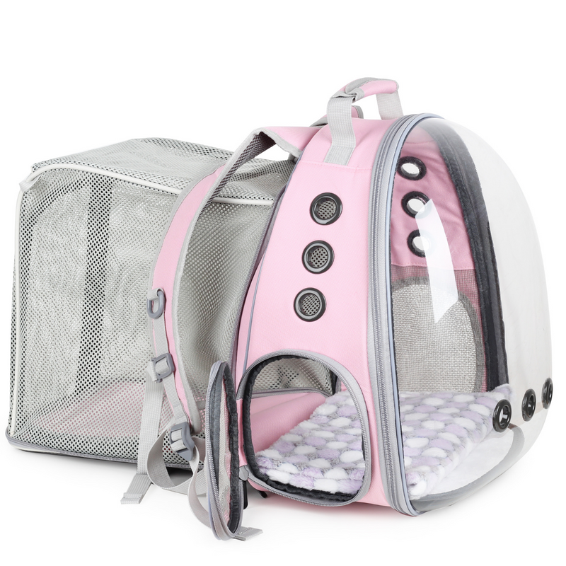 Lollimeow Bubble Expandable Cat Backpack Pet Travel Carrier for Cats and Dogs (Square Expandable-Black)