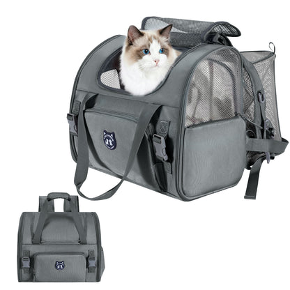 Lollimeow Expandable Pet Carrier Backpack for Large Cats & Puppies - Airline Approved, Hiking & Travel, Waterproof with Breathable Mesh (5 Colors, 2 Sizes)