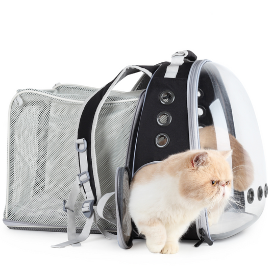 Mochila de burbujas para gatos con ventana transparente, transportín expandible para gatos y perros (espalda cuadrada expandible, tres colores) 