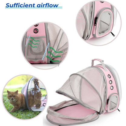 Cat Bubble Backpack with Clear Window, Expandable Pet Travel Carrier for Cats and Dogs(Back Expandable-Three Colors)