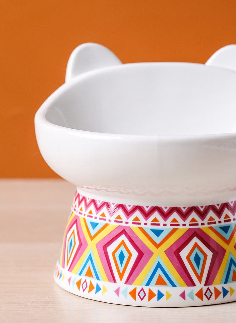 Pet Ceramic Raised Bowls for Cats & Dogs, Stress Free