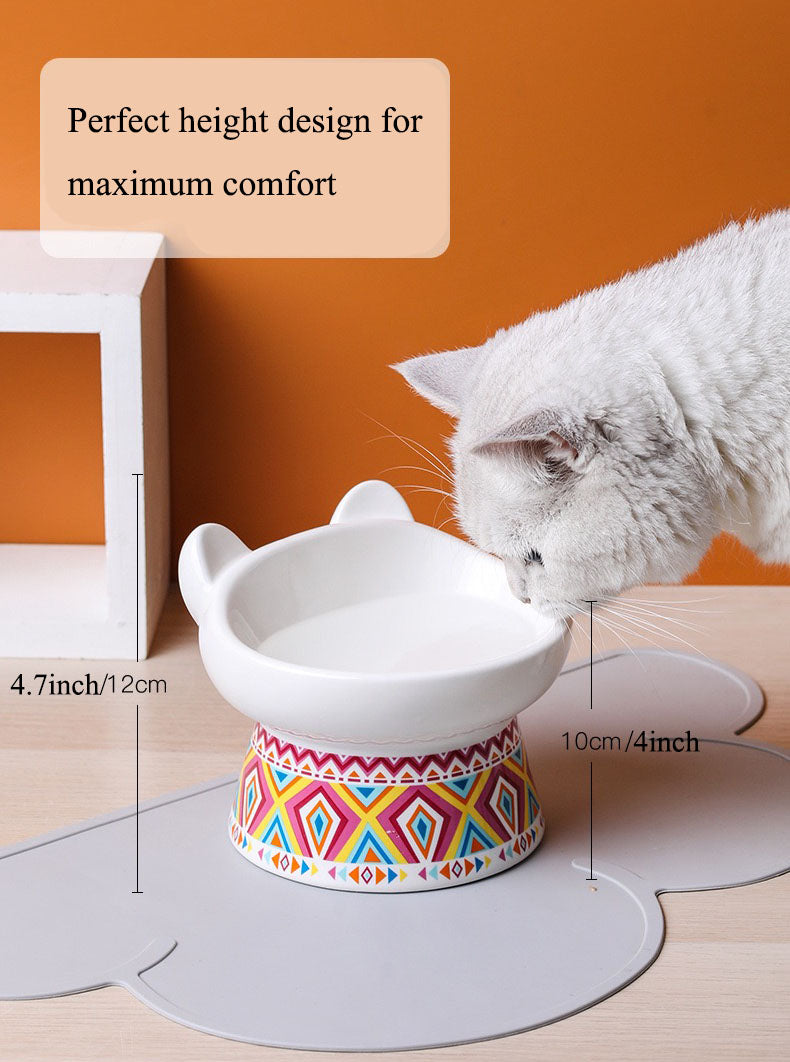 Pet Ceramic Raised Bowls for Cats & Dogs, Stress Free