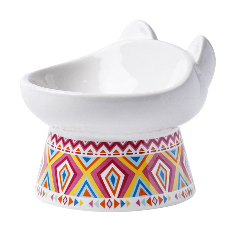 Lollimeow Ceramic Raised Pet Bowls, Stress Free