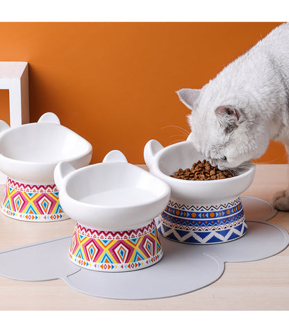 Pet Ceramic Raised Bowls for Cats & Dogs, Stress Free