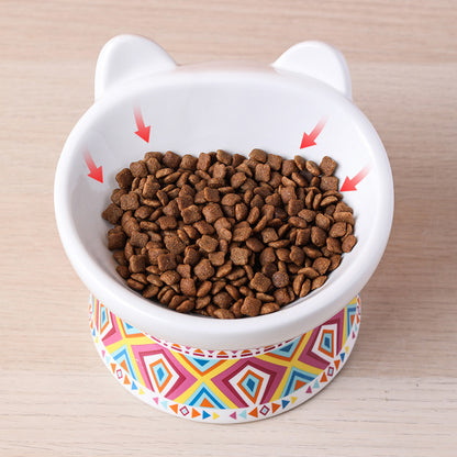 Pet Ceramic Raised Bowls for Cats & Dogs, Stress Free