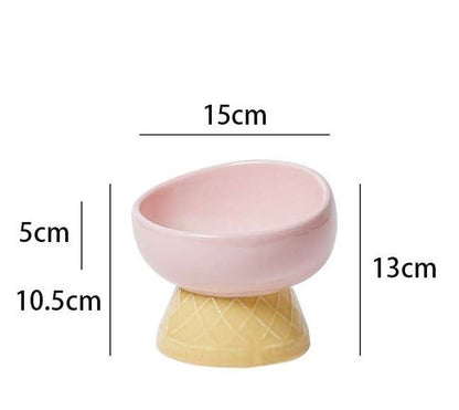 Pet Ceramic Raised Bowls for Cats & Dogs, Stress Free(Flat/Diagonal Style)