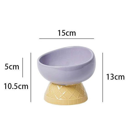 Pet Ceramic Raised Bowls for Cats & Dogs, Stress Free(Flat/Diagonal Style)