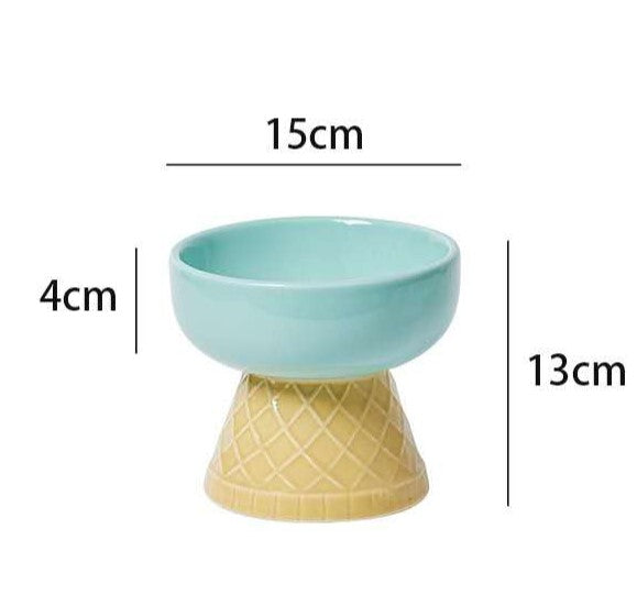 Pet Ceramic Raised Bowls for Cats & Dogs, Stress Free(Flat/Diagonal Style)