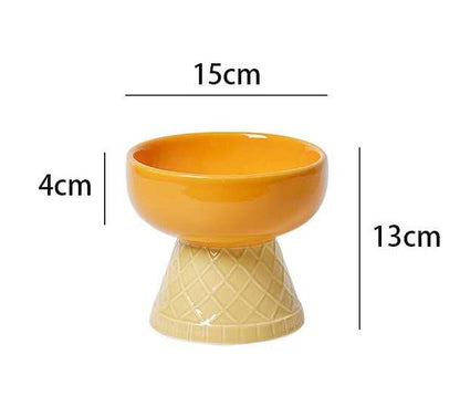 Pet Ceramic Raised Bowls for Cats & Dogs, Stress Free(Flat/Diagonal Style)