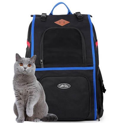 Pet Backpack Carrier for Cats and Puppies - Ventilated Outdoor Canvas Cat Backpack with Large Space, Airline Approved