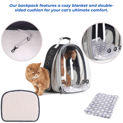 Cat Bubble Backpack with Clear Window, Expandable Pet Travel Carrier for Cats and Dogs (Front Expandable-Three Colors)