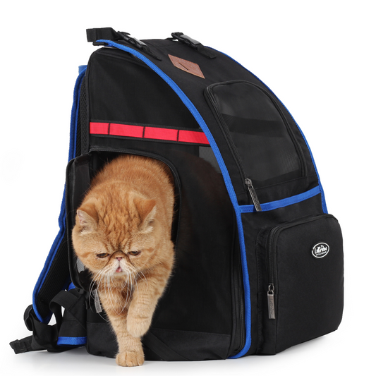 Mochila transportadora para gatos y cachorros: mochila de lona ventilada para exteriores con amplio espacio, aprobada por aerolíneas. 