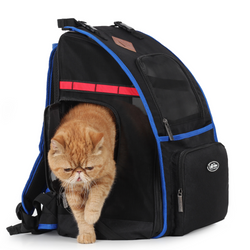 Lollimeow Pet Backpack Carrier for Cats and Puppies - Ventilated Outdoor Canvas Cat Backpack with Large Space, Airline Approved