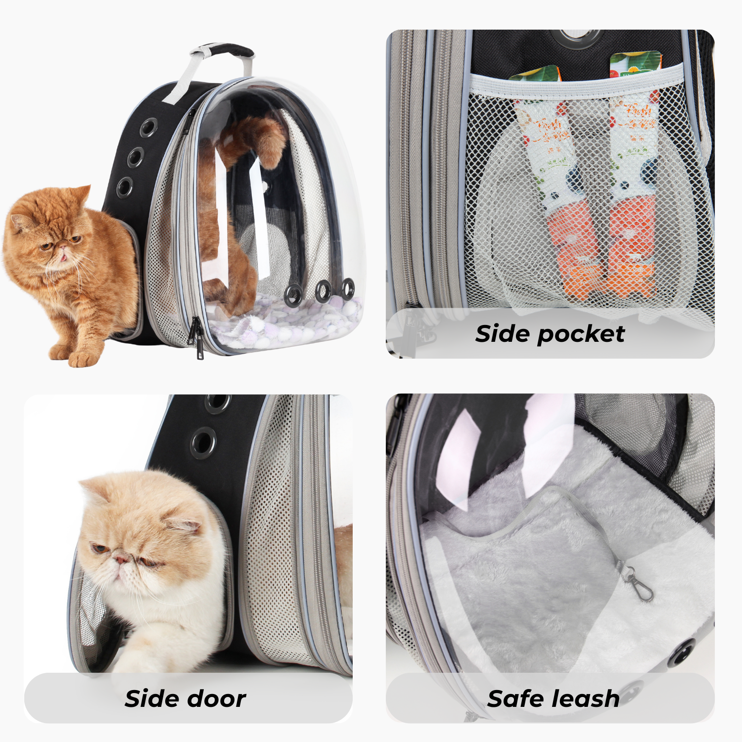cat backpack with window leather Cat Bubble Backpack with Clear Window, Expandable Pet Travel Carrier f