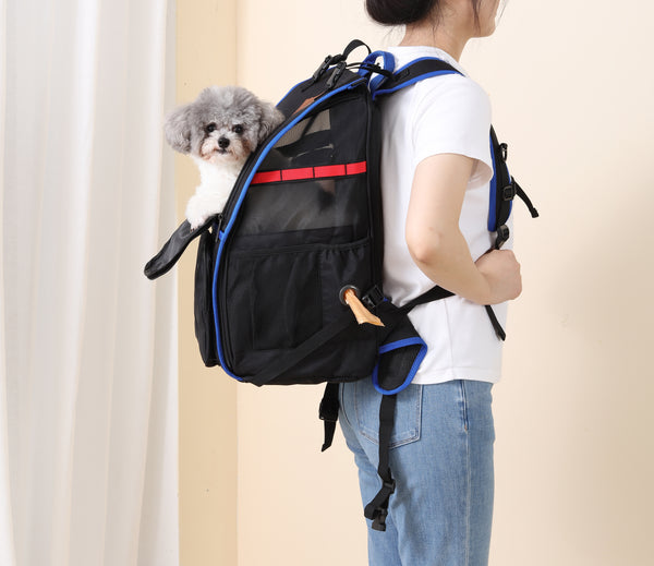 Pet Backpack Carrier for Cats and Puppies - Ventilated Outdoor Canvas Cat Backpack with Large Space, Airline Approved