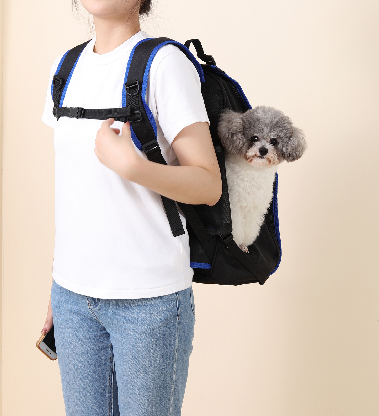 Pet Backpack Carrier for Cats and Puppies - Ventilated Outdoor Canvas Cat Backpack with Large Space, Airline Approved