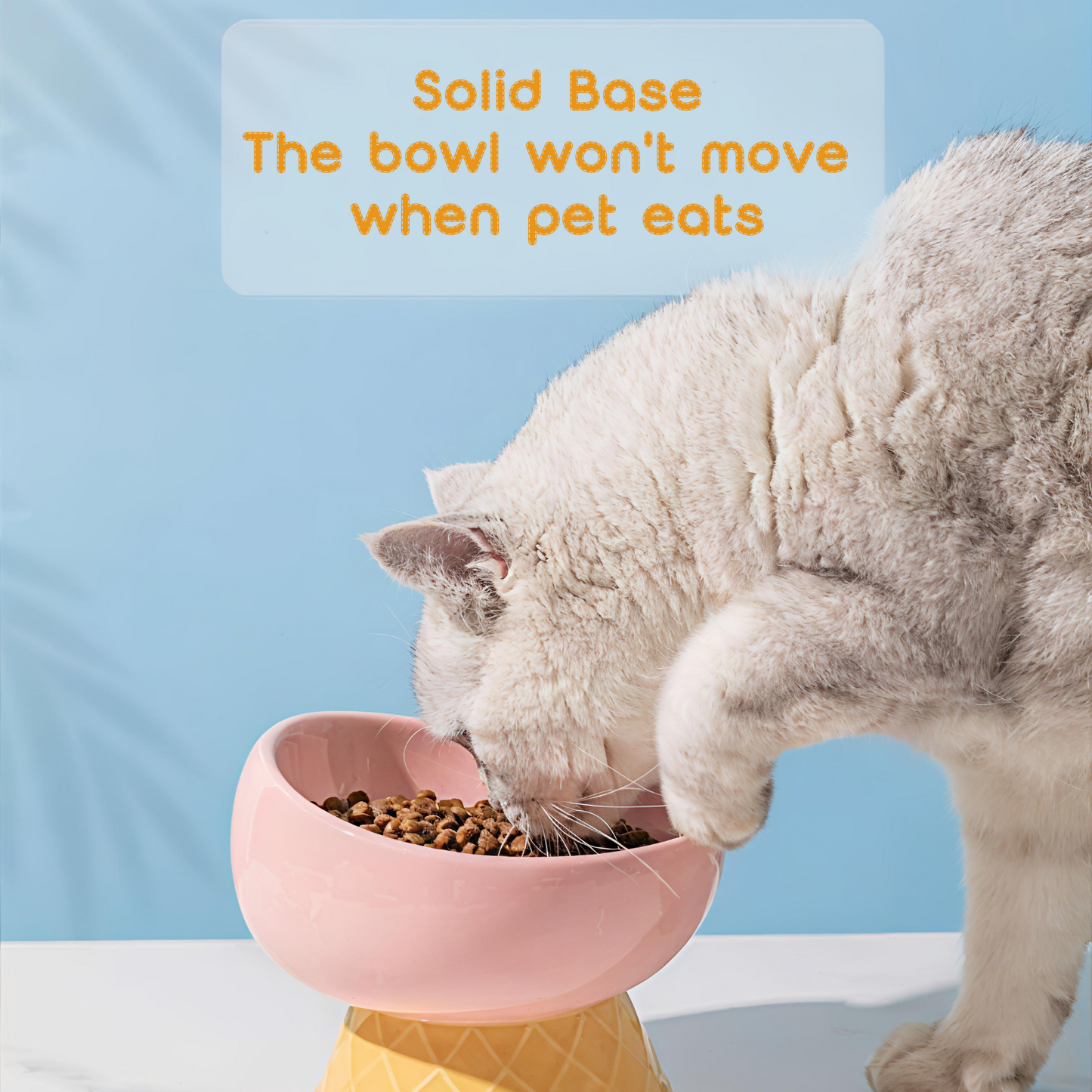 Pet Ceramic Raised Bowls for Cats & Dogs, Stress Free(Flat/Diagonal Style)