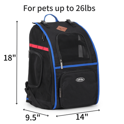 Pet Backpack Carrier for Cats and Puppies - Ventilated Outdoor Canvas Cat Backpack with Large Space, Airline Approved