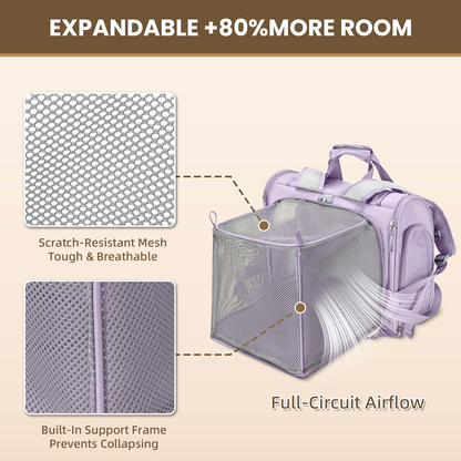 Lollimeow Expandable Pet Carrier Backpack for Large Cats & Puppies - Airline Approved, Hiking & Travel, Waterproof with Breathable Mesh (5 Colors, 2 Sizes)