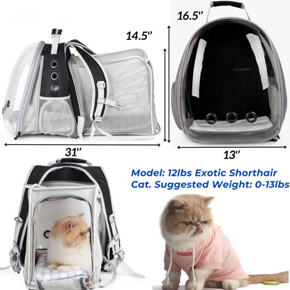 Cat Bubble Backpack with Clear Window, Expandable Pet Travel Carrier for Cats and Dogs(Dual Expandable-Three Colors)