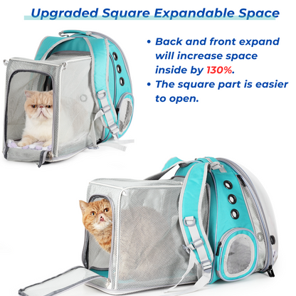 Cat Bubble Backpack with Clear Window, Expandable Pet Travel Carrier for Cats and Dogs(Dual Expandable-Three Colors)