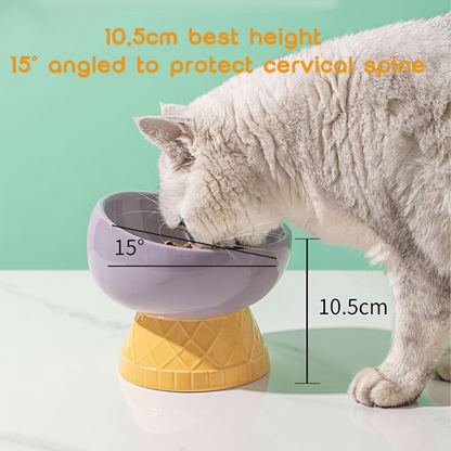 Pet Ceramic Raised Bowls for Cats & Dogs, Stress Free(Flat/Diagonal Style)