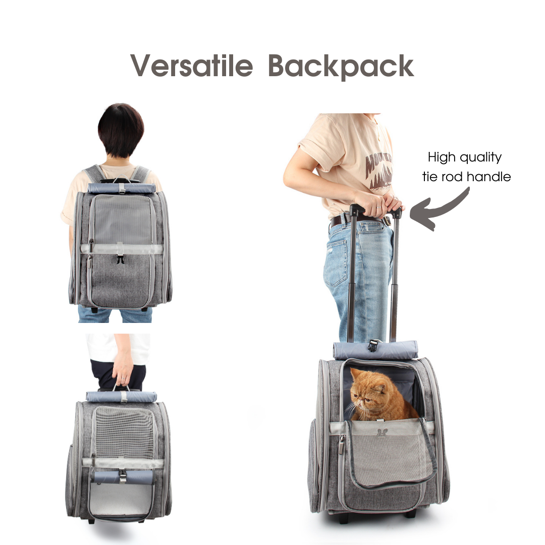 Pet Geometric Roller-Carrier Backpack Trolley