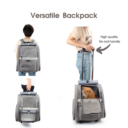 Pet Geometric Roller-Carrier Backpack Trolley