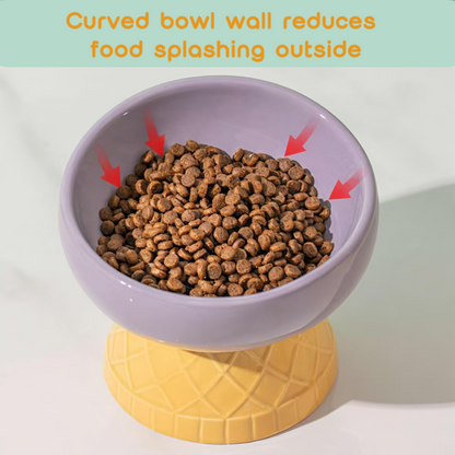 Pet Ceramic Raised Bowls for Cats & Dogs, Stress Free(Flat/Diagonal Style)