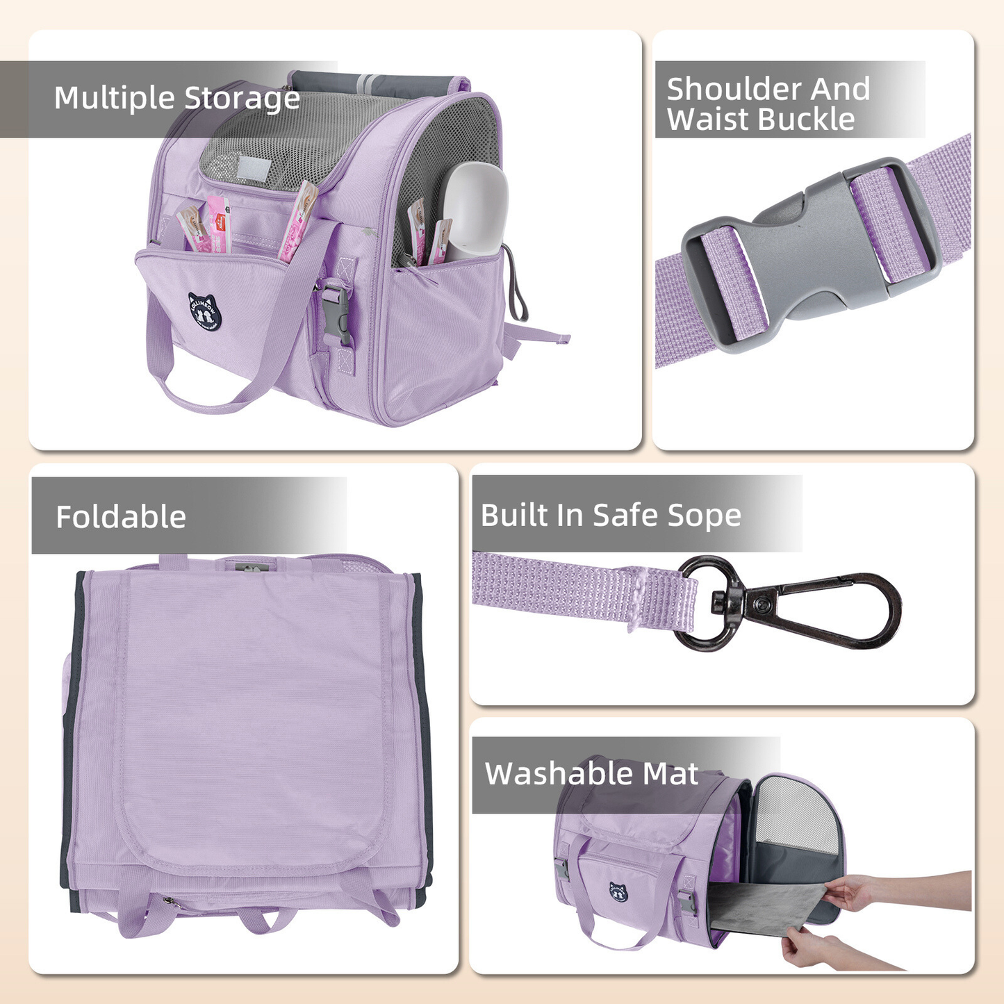 Lollimeow Expandable Pet Carrier Backpack for Large Cats & Puppies - Airline Approved, Hiking & Travel, Waterproof with Breathable Mesh (5 Colors, 2 Sizes)