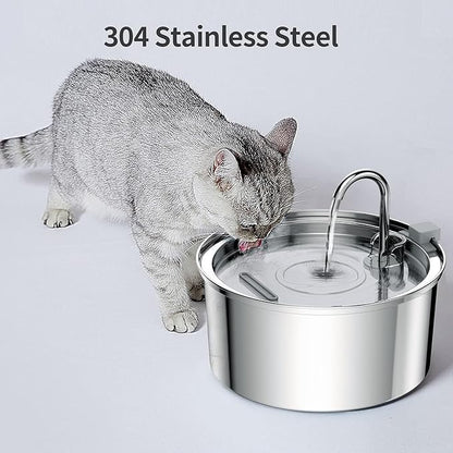 Cat Water Fountain, 3.2L/108oz Automatic Stainless Steel Pet Fountain Water Dispenser