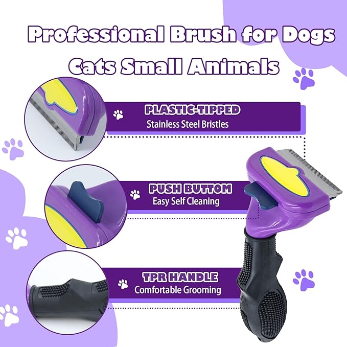 Pet Grooming Brush, Deshedding Tool for Dogs & Cats, Effectively Reduces Shedding