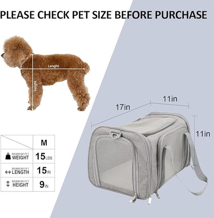 Pet Carrier for Small Medium Cats & Puppies up to 15 lbs, TSA Airline Approved Carrier Soft Sided