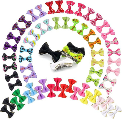 Cute Puppy Dog Small Bowknot Hair Bows with Metal Clips, Handmade Hair Accessories 60PCS (30 Paris)