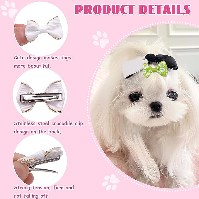 Cute Puppy Dog Small Bowknot Hair Bows with Metal Clips, Handmade Hair Accessories 60PCS (30 Paris)