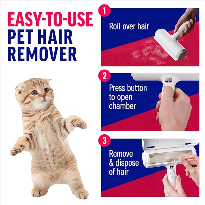 Roller Pet Hair Remover and Reusable Lint Roller - Multi-Surface Fur Removal Tool