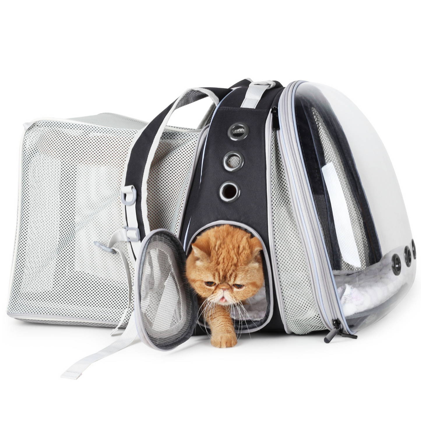 cat bubble backpack leather Cat Bubble Backpack with Clear Window, Expandable Pet Travel Carrier for Cats and Dogs(Dual Expandable-Three Colors)