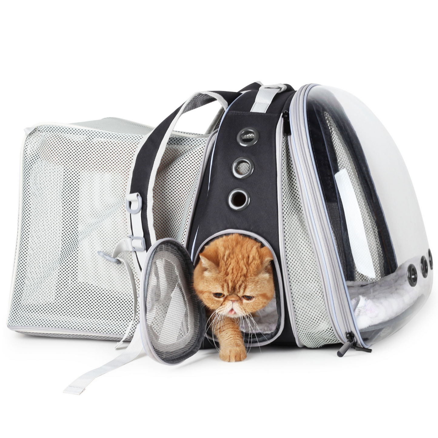 Cat Bubble Backpack with Clear Window, Expandable Pet Travel Carrier for Cats and Dogs(Dual Expandable-Three Colors)