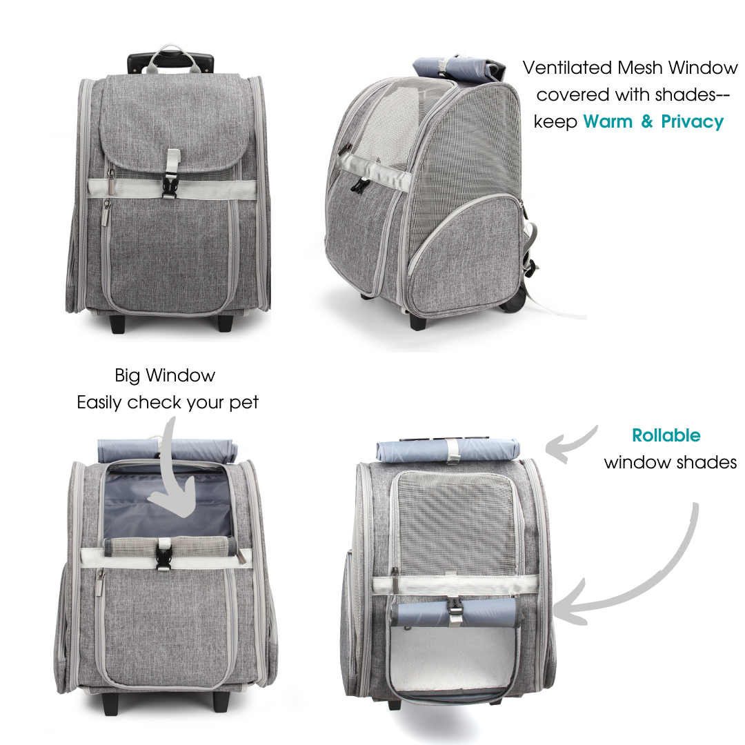 Pet Geometric Roller-Carrier Backpack Trolley