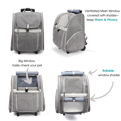 Pet Geometric Roller-Carrier Backpack Trolley