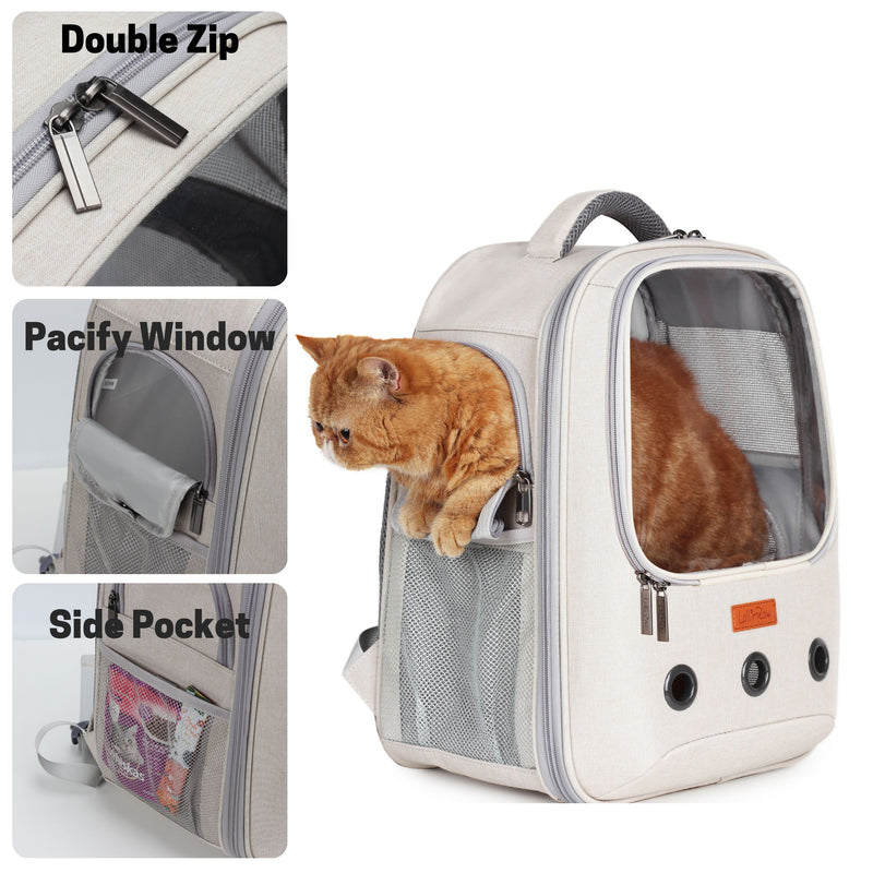 Lollimeow Pet Carrier Backpack, Square Window, Designed for Travel, Hiking, Walking & Outdoor Use(Two Colors)
