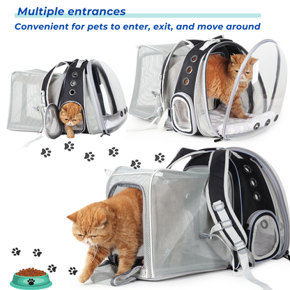 Cat Bubble Backpack with Clear Window, Expandable Pet Travel Carrier for Cats and Dogs(Dual Expandable-Three Colors)